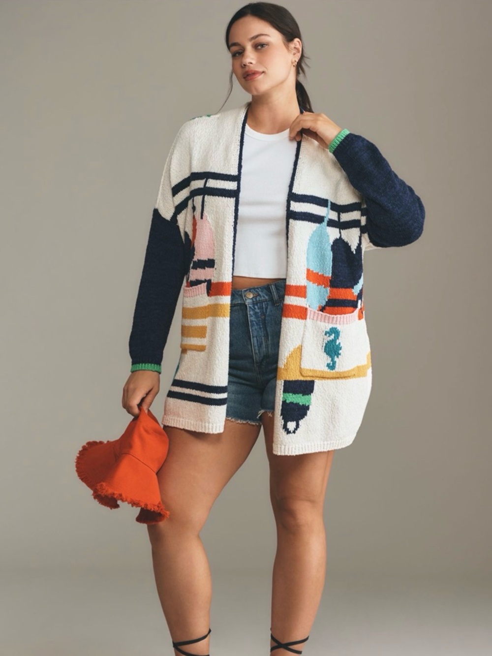 NWT Anthropologie Maeve Nautical Buoy Cardigan Sweater, Size S/M